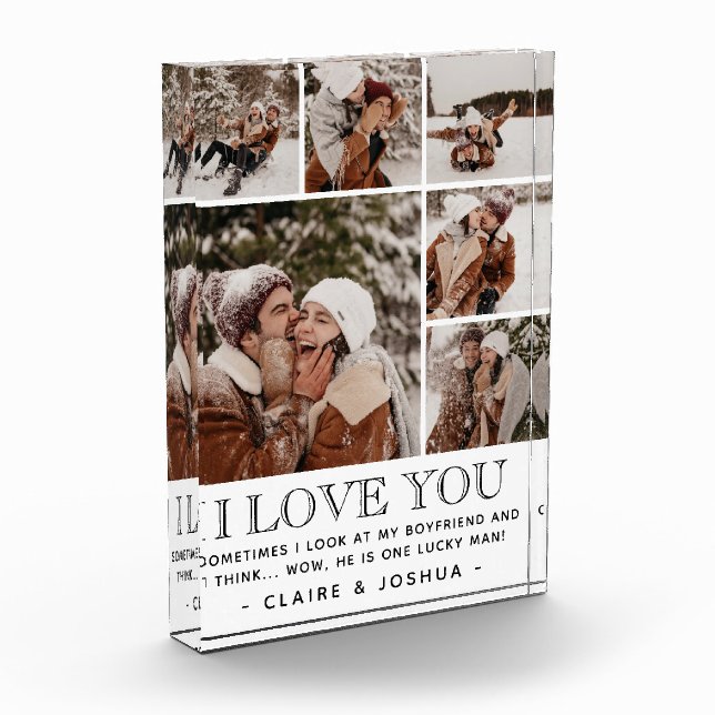 "I LOVE YOU" & Quote Modern 6 Photo Collage Block (Left)
