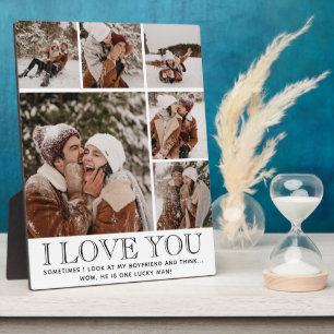 "I LOVE YOU" & Quote Modern 6 Photo Collage Plaque