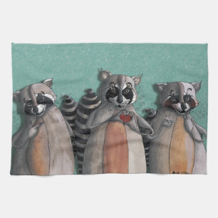 I love you raccoons tea towel