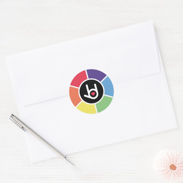 I Love You, Rainbow Classic Round Sticker (Envelope)