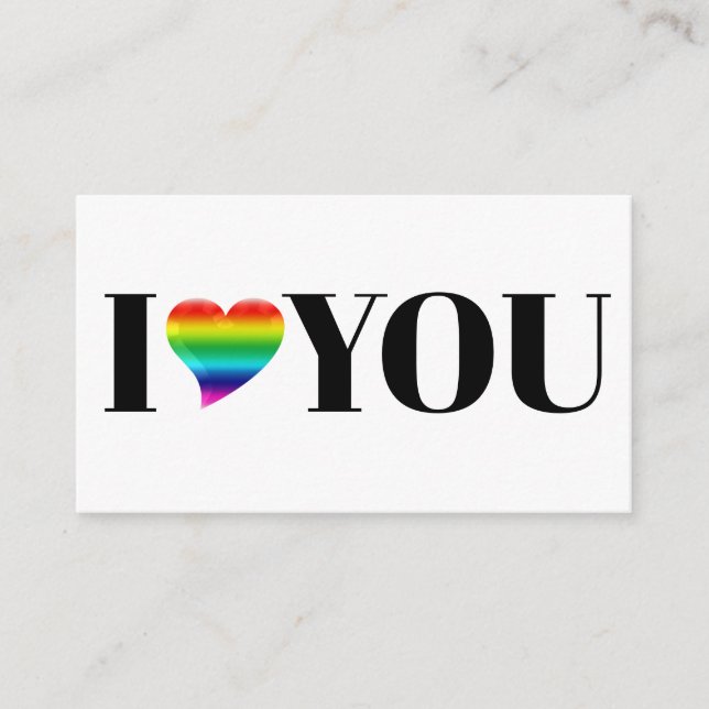 I Love You rainbow gradient heart typography Enclosure Card (Front)