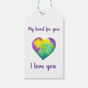 I love you rainbow heart Valentine's Day Gift Tags