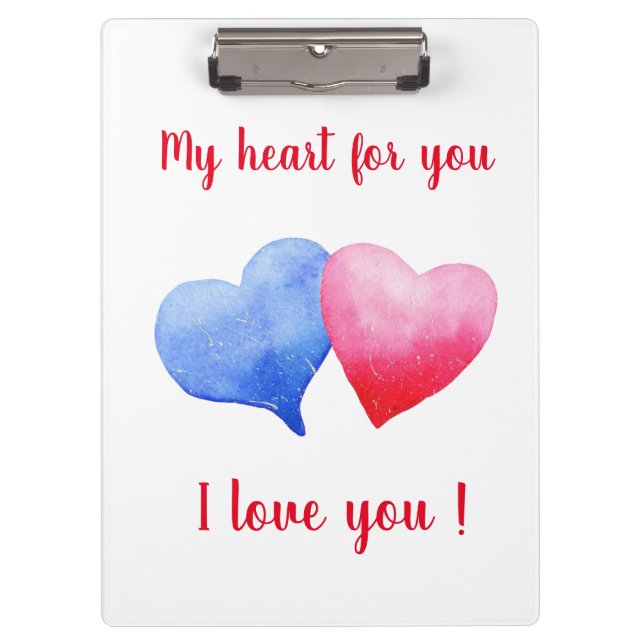 I love you red and blue heart Valentine's Day    Clipboard (Front)