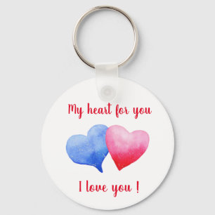 I love you red and blue heart Valentine's Day    Key Ring