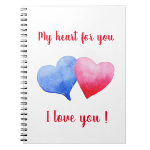 I love you red and blue heart Valentine's Day    Notebook