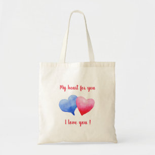 I love you red and blue heart Valentine's Day Tote Bag