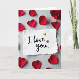 I Love You Red Glitter Hearts Card