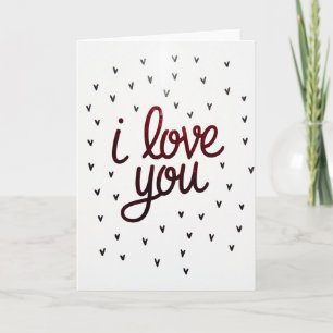 I Love You Red Glitter Tiny Hearts Card