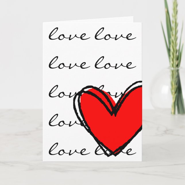 I Love You Red Heart Holiday Card (Front)