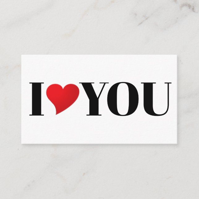 I Love You red heart modern typography cute Enclosure Card (Front)