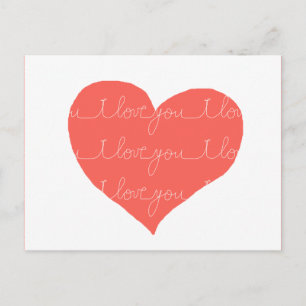 I love you . red heart postcard