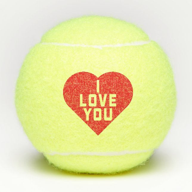 I Love You Red Heart Tennis Balls (Front)