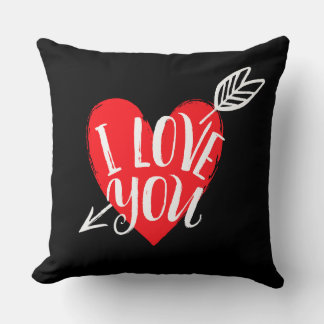 I Love You Red Heart Throw Pillow