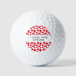 I Love You Red Heart Valentine Personalised Golf Balls