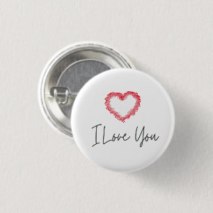 I love you red heart Valentine's Day button
