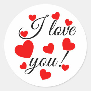 I love you Red Hearts Classic Round Sticker