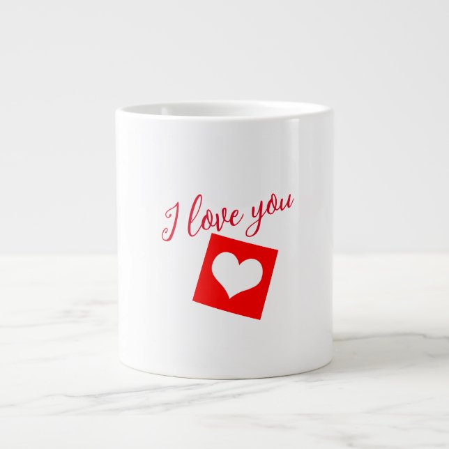 I love you red hearts large coffee mug (Front)