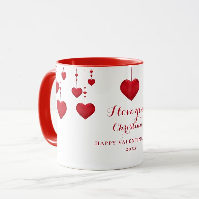 I Love You Red Hearts Personalised Valentine's Day Mug (Front Left)