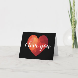 I love you red minimal heart valentine's day card
