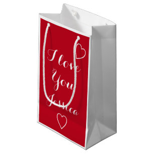 I Love You Red Personalised Name  Small Gift Bag