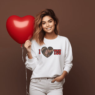 I Love You Red Photo Heart women Sweatshirt