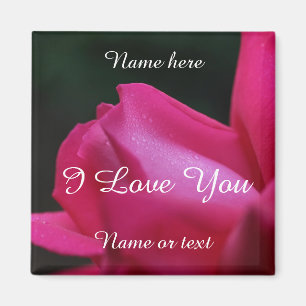 I Love You Red Rosebud Flower Personalised Magnet
