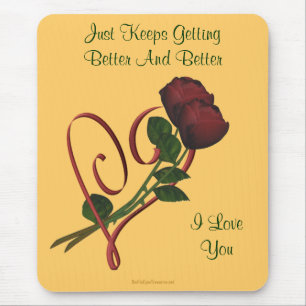I Love You Red Roses Heart Flower Mousepad