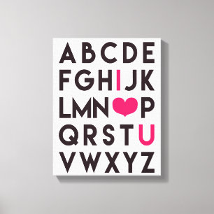 I LOVE YOU - Romantic Alphabet Canvas Print