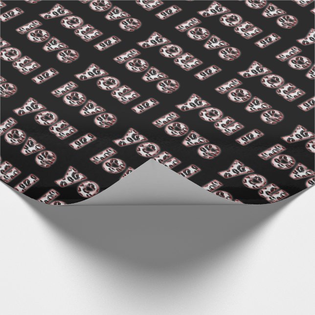 I Love You Romantic Black Lipstick Kiss Typography Wrapping Paper (Corner)