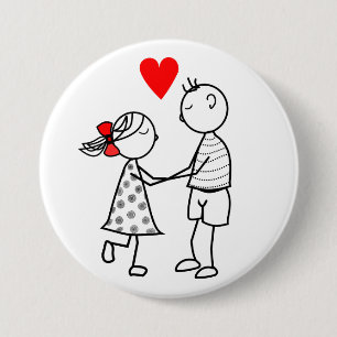 I Love You - Romantic Cute Couple - Painting 7.5 Cm Round Badge