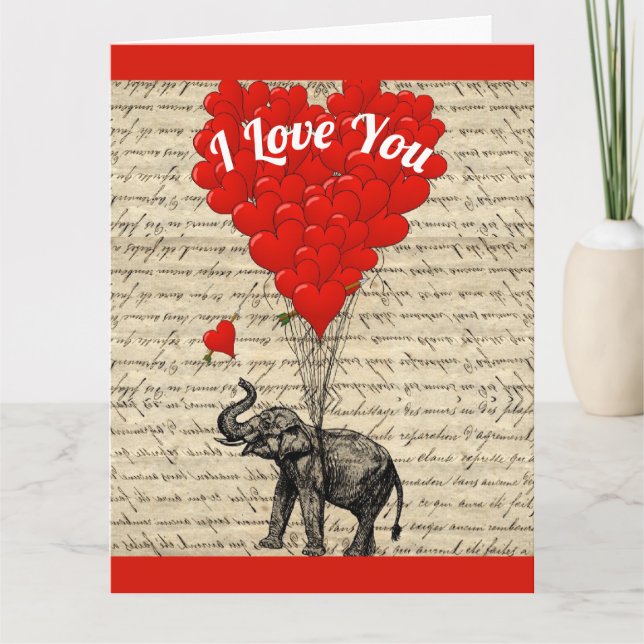 I love you romantic heart Valentines day Card (Front)