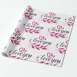 i Love You Romantic Joining Hearts Wrapping Paper