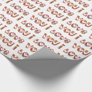 I Love You Romantic Love Hearts Typography Wrapping Paper