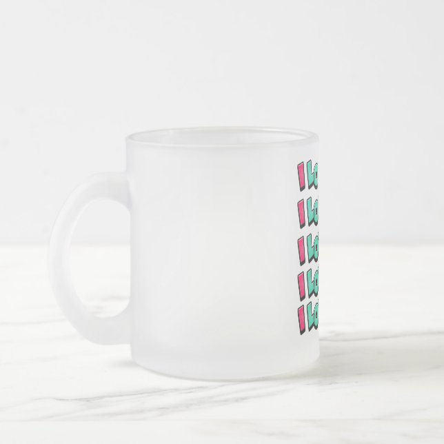 I Love You – Romantic Minimal Love Design Frosted Glass Coffee Mug (Left)