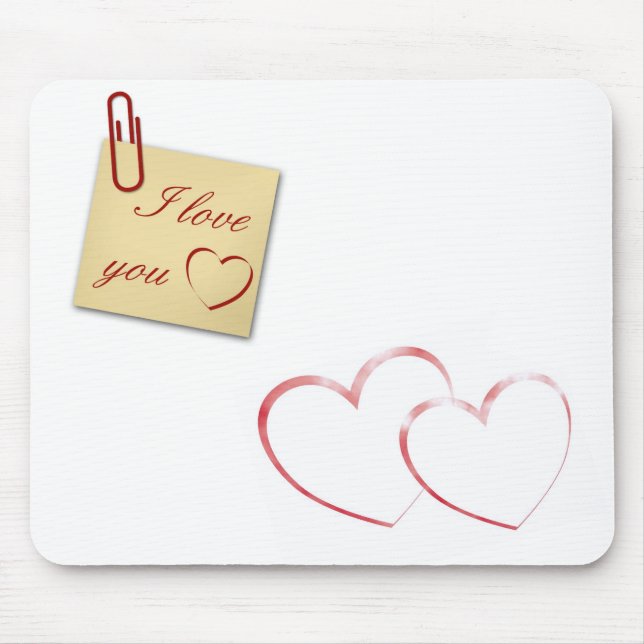 I love You - Romantic Note Mouse Mat (Front)