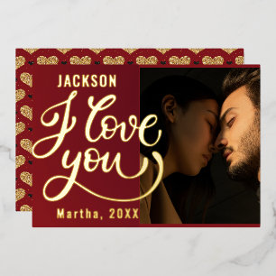 I Love You Romantic Photo Valentines Day Foil Holiday Card
