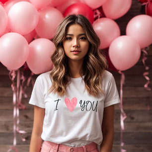 "I Love You" Romantic Watercolor Heart women T-Shirt