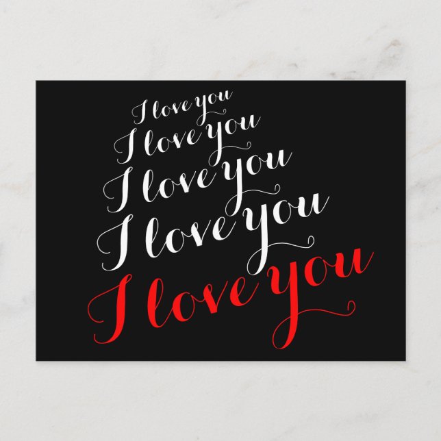 'I love you' romantic words Postcard (Front)
