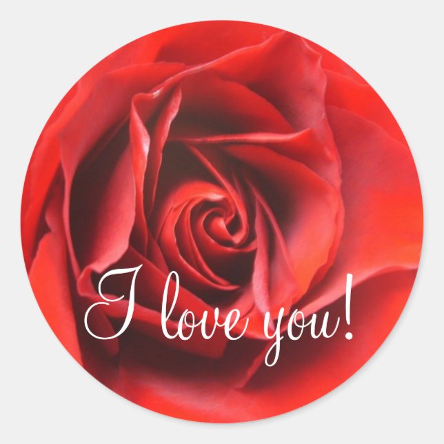 I Love You Rose Classic Round Sticker (Front)