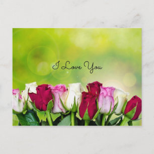 I Love You, Rose Garden Design Postcard