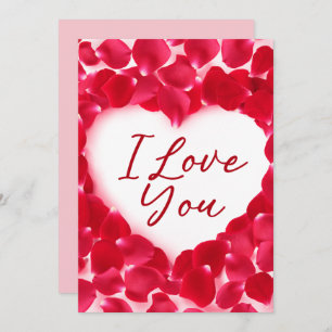 I Love You Rose Heart Petals Valentine's  Day Card