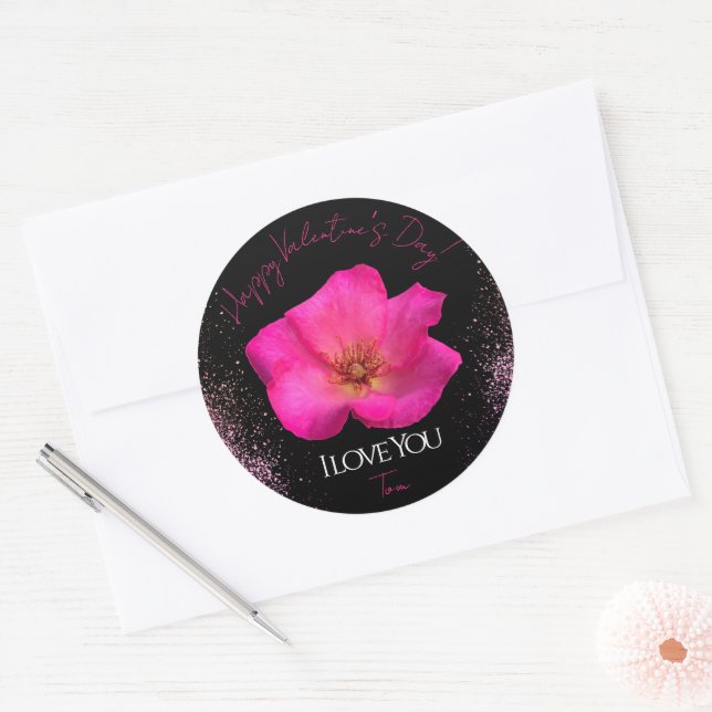 I Love You - Rose -Valentines Personalised Trendy  Classic Round Sticker (Envelope)