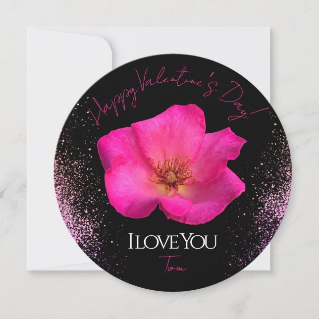 I Love You - Rose -Valentines Personalised Trendy  Holiday Card (Front)
