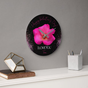 I Love You - Rose -Valentines Personalised Trendy  Large Clock