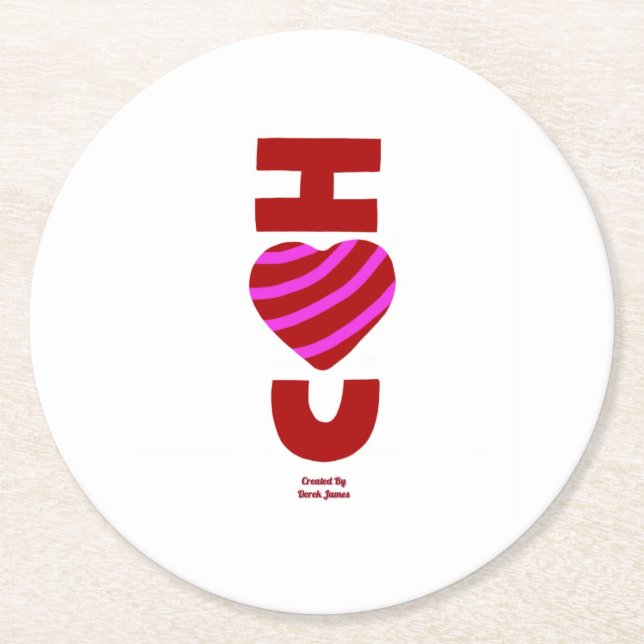 I Love You Round Paper Coaster (Front)