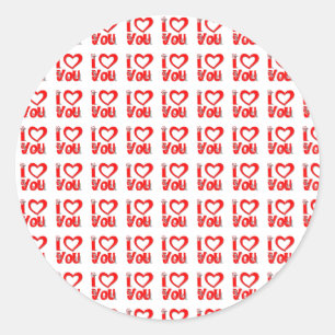 I Love You Round Stickers