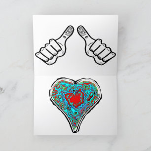I Love You said w/ hand gestures & colourful heart Holiday Card