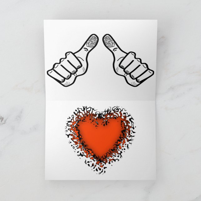 I Love You said w/ hand gestures & colourful heart Holiday Card (Inside)