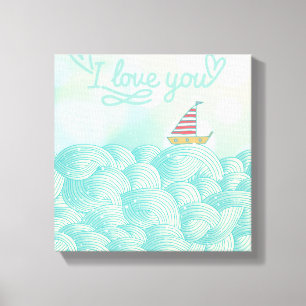 I Love You Sailboat Canvas Print