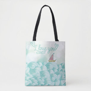 I Love You Sailboat Tote Bag
